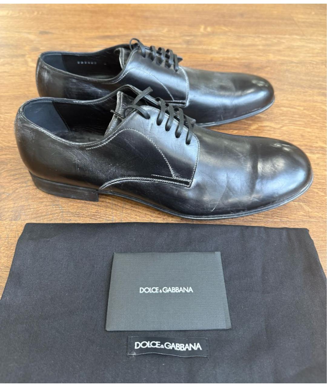 DOLCE&GABBANA Черные кожаные туфли, фото 5