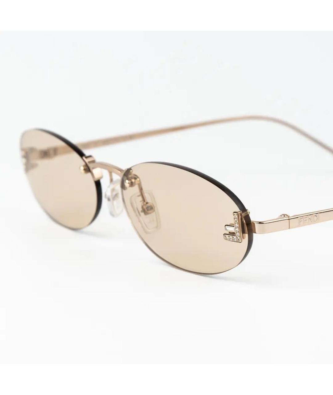 FENDI Золотые металлические солнцезащитные очки, фото 8