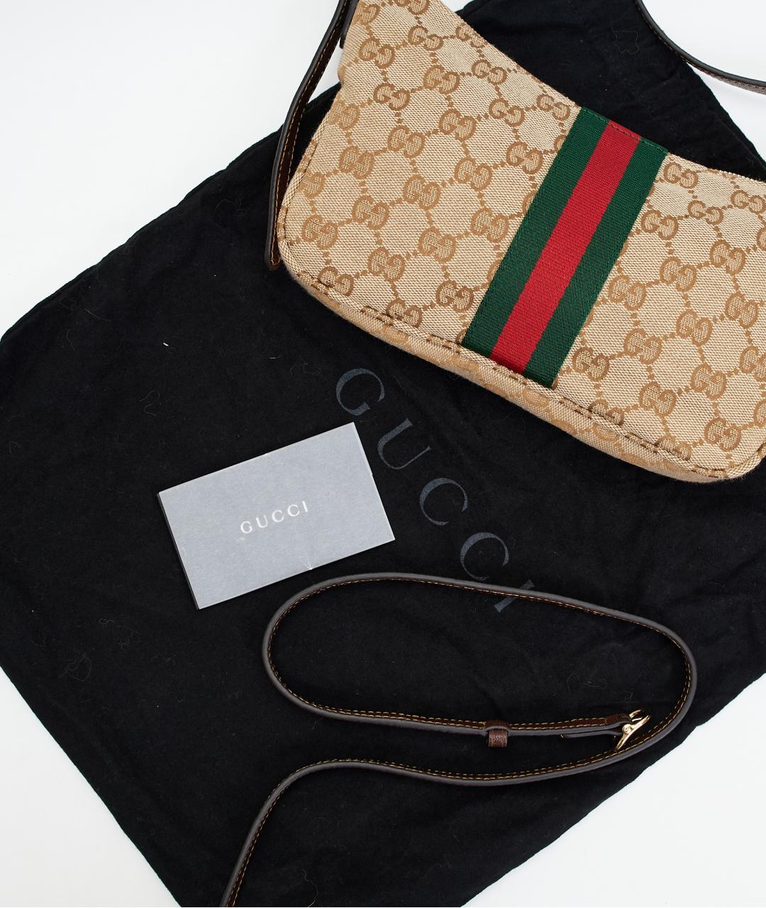 GUCCI Бежевая тканевая сумка через плечо, фото 6