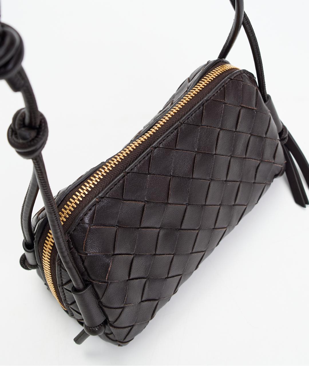 BOTTEGA VENETA Коричневая кожаная сумка через плечо, фото 7