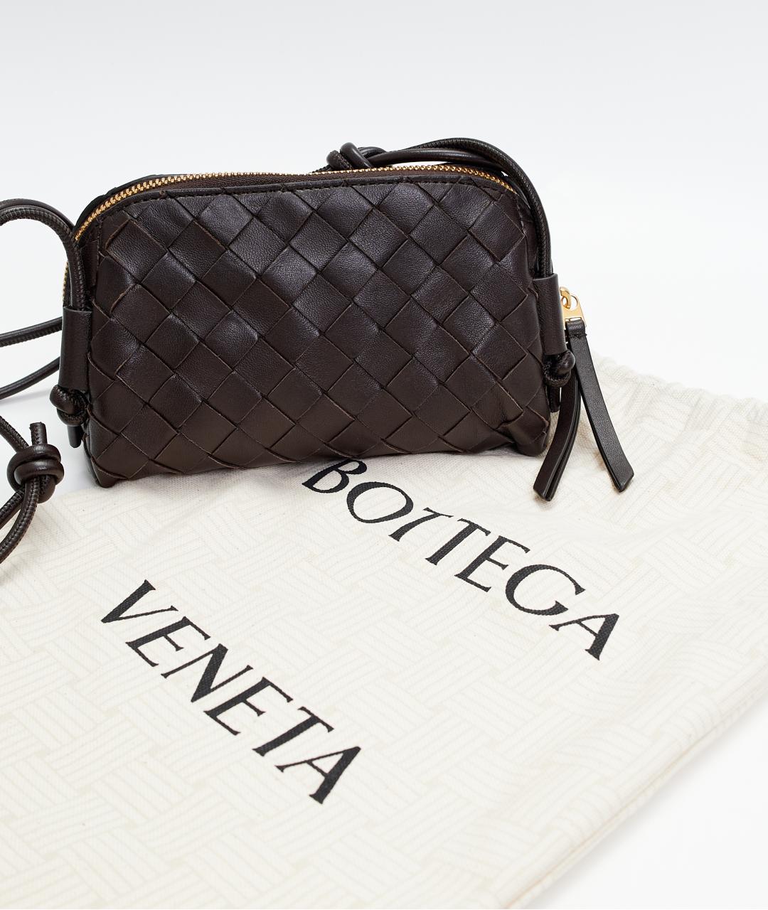 BOTTEGA VENETA Коричневая кожаная сумка через плечо, фото 8