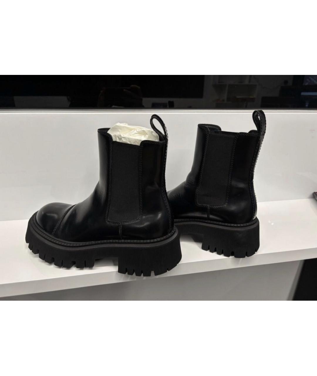 BALENCIAGA Черные кожаные ботинки, фото 2