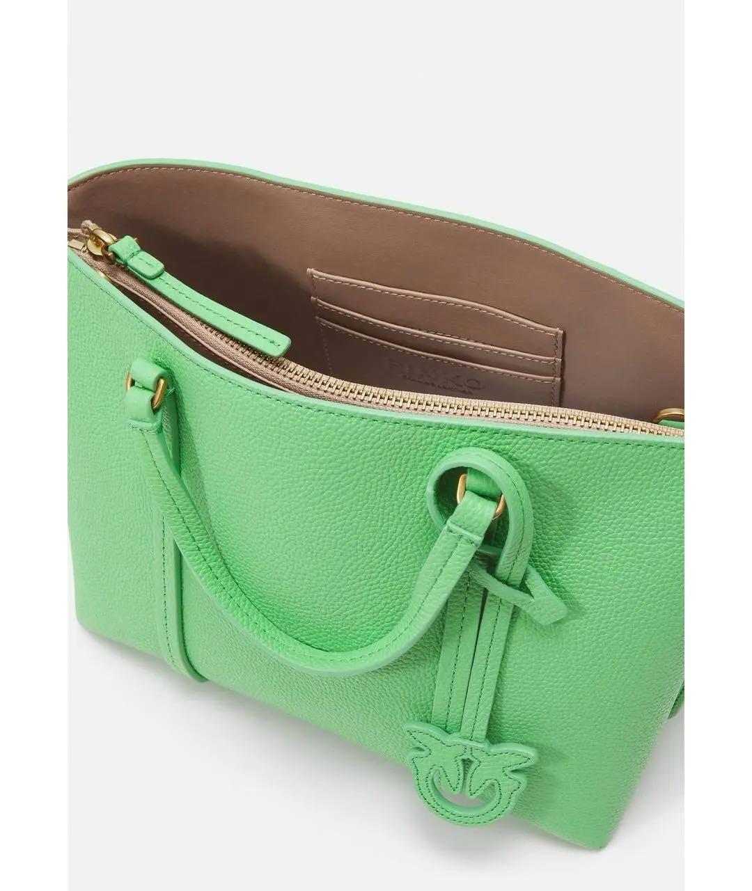 PINKO Зеленая кожаная сумка тоут, фото 2
