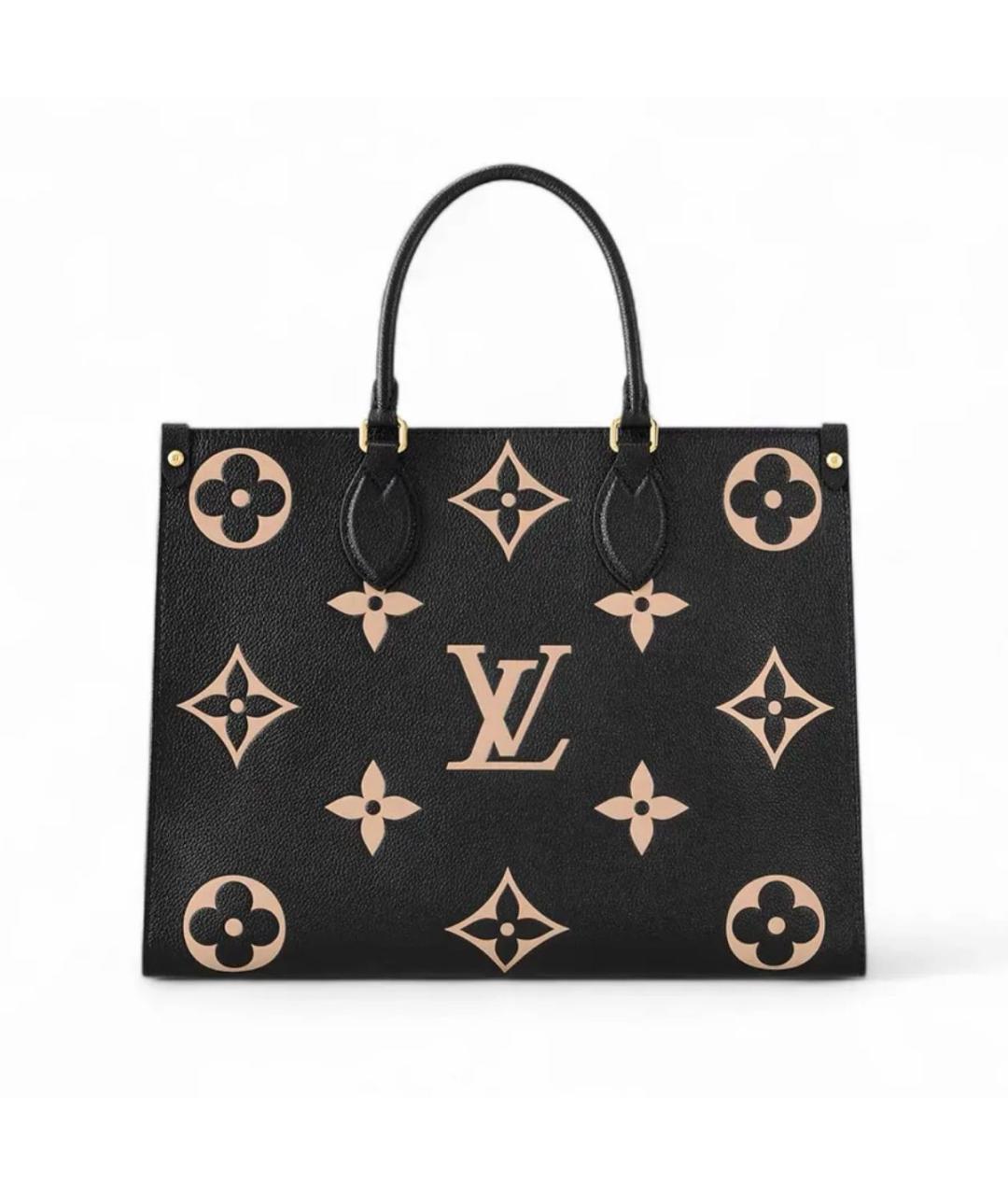 LOUIS VUITTON Черная кожаная сумка тоут, фото 8
