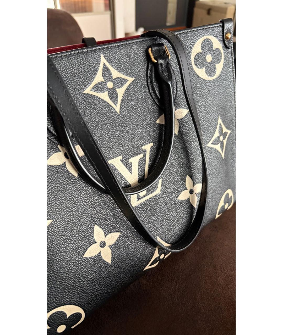LOUIS VUITTON Черная кожаная сумка тоут, фото 7