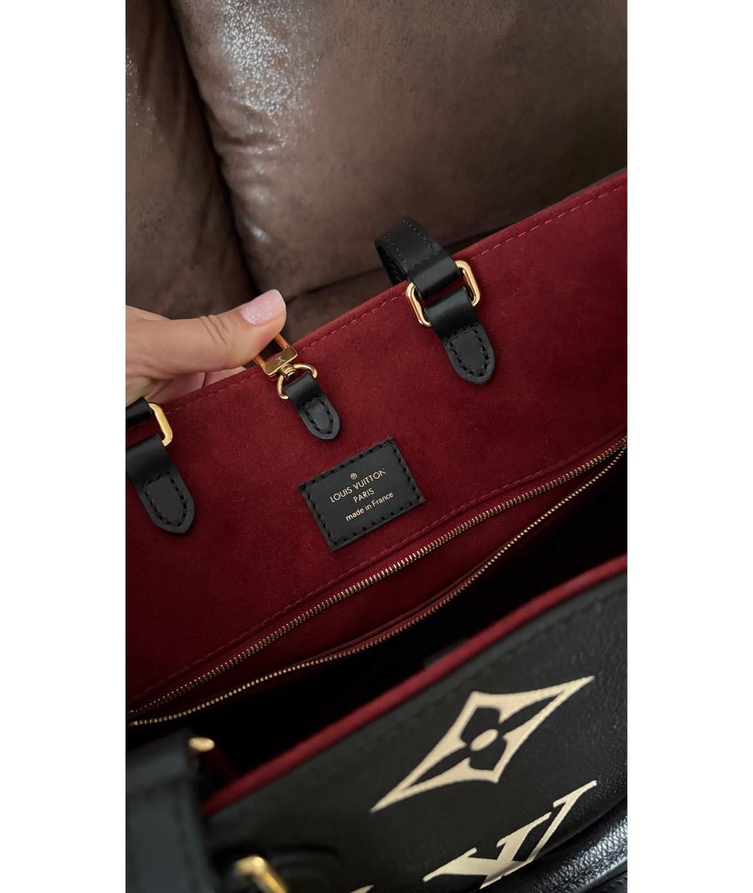 LOUIS VUITTON Черная кожаная сумка тоут, фото 4