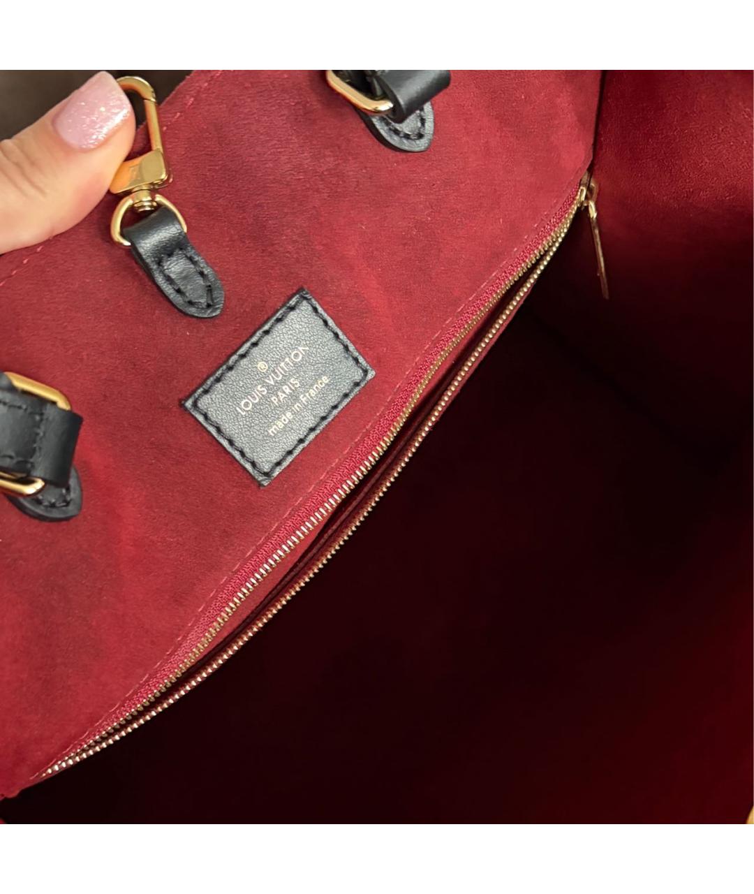 LOUIS VUITTON Черная кожаная сумка тоут, фото 5