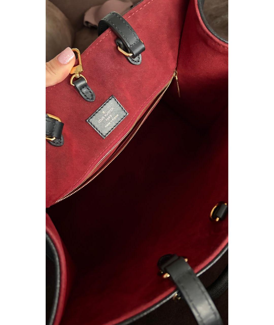 LOUIS VUITTON Черная кожаная сумка тоут, фото 6