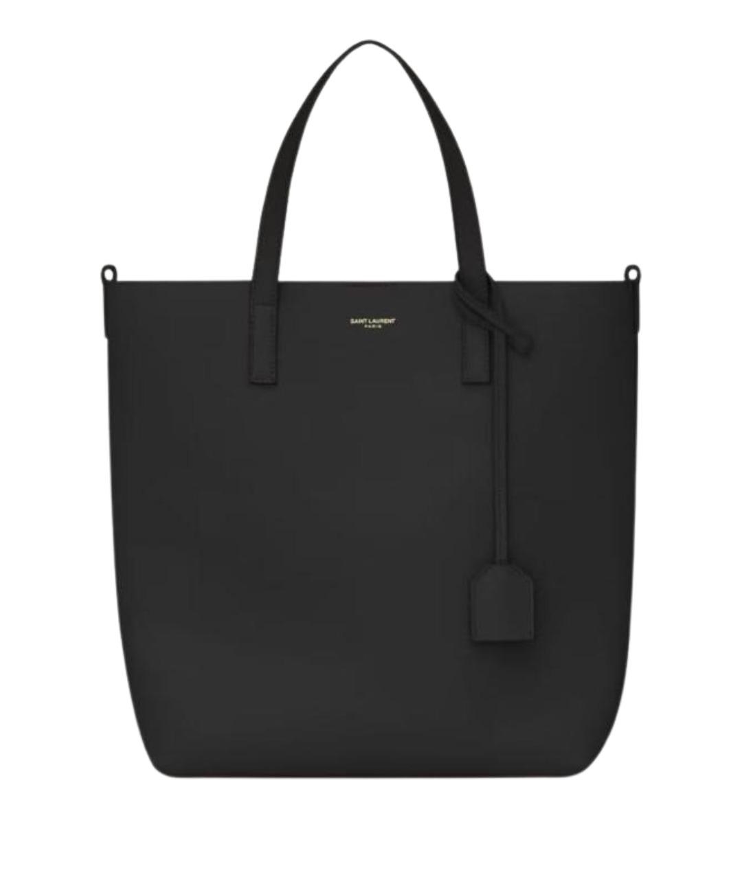 SAINT LAURENT Черная кожаная сумка тоут, фото 1
