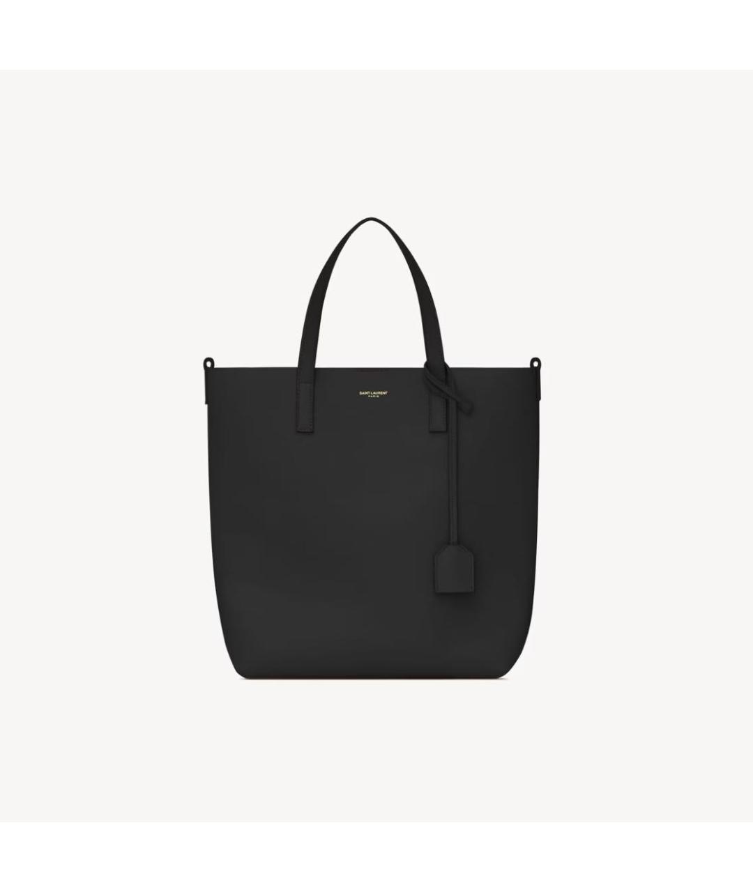 SAINT LAURENT Черная кожаная сумка тоут, фото 3