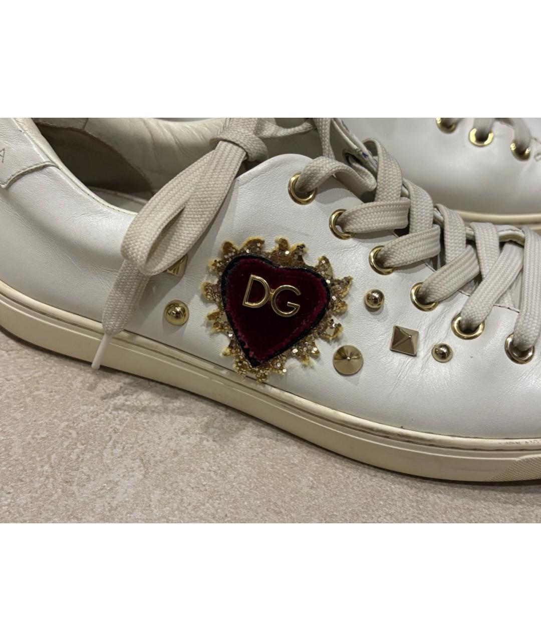 DOLCE&GABBANA Белые кожаные кеды, фото 3