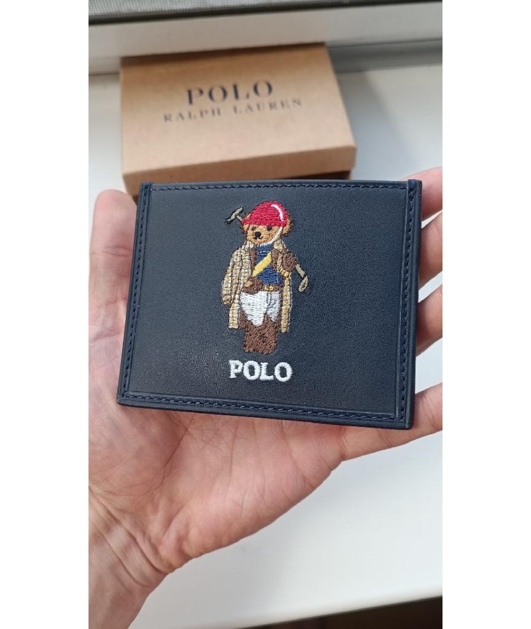 POLO RALPH LAUREN Темно-синий кожаный кардхолдер, фото 5