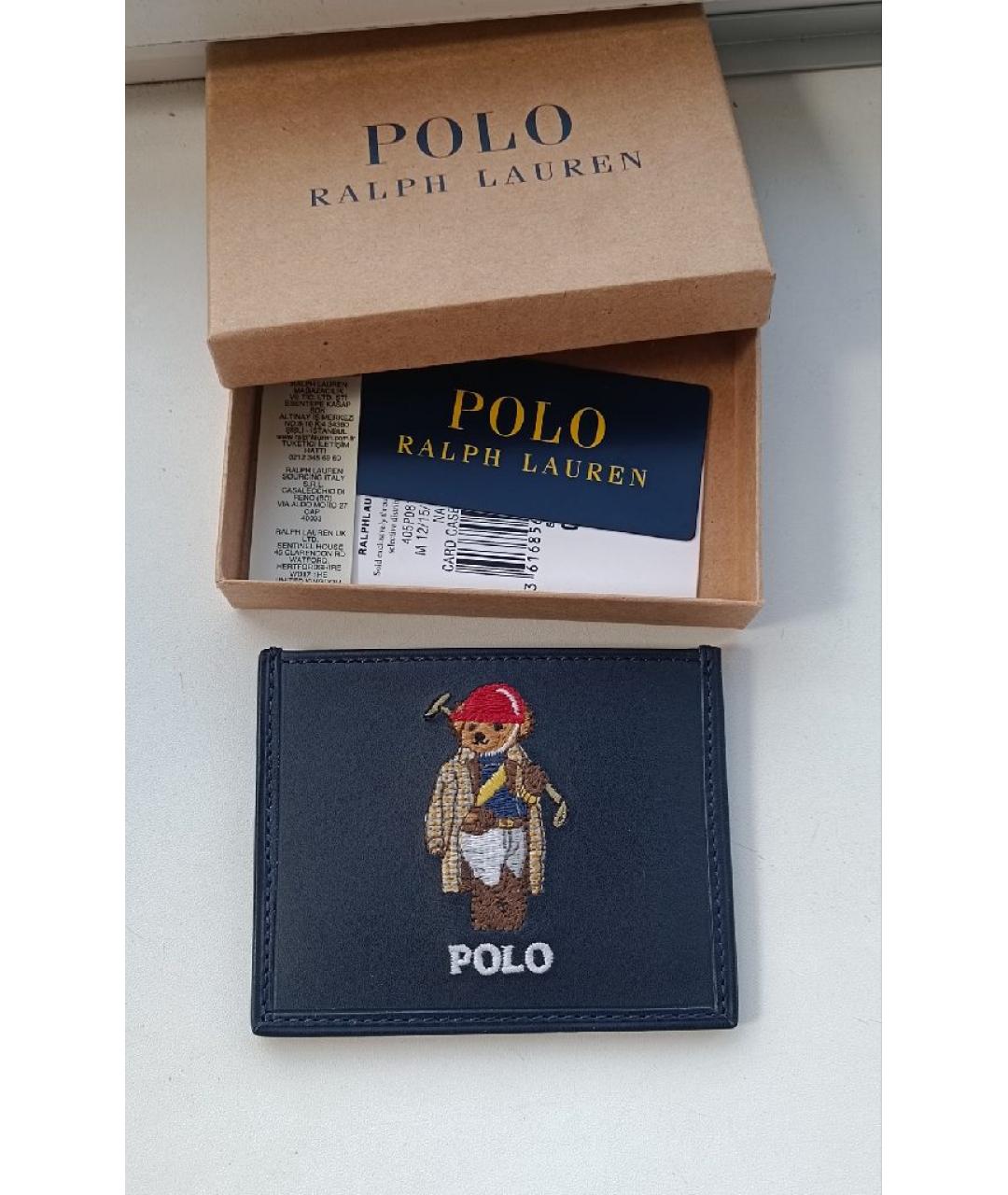 POLO RALPH LAUREN Темно-синий кожаный кардхолдер, фото 6