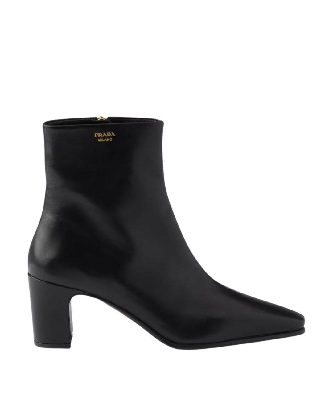 PRADA Черные кожаные ботильоны, фото 1