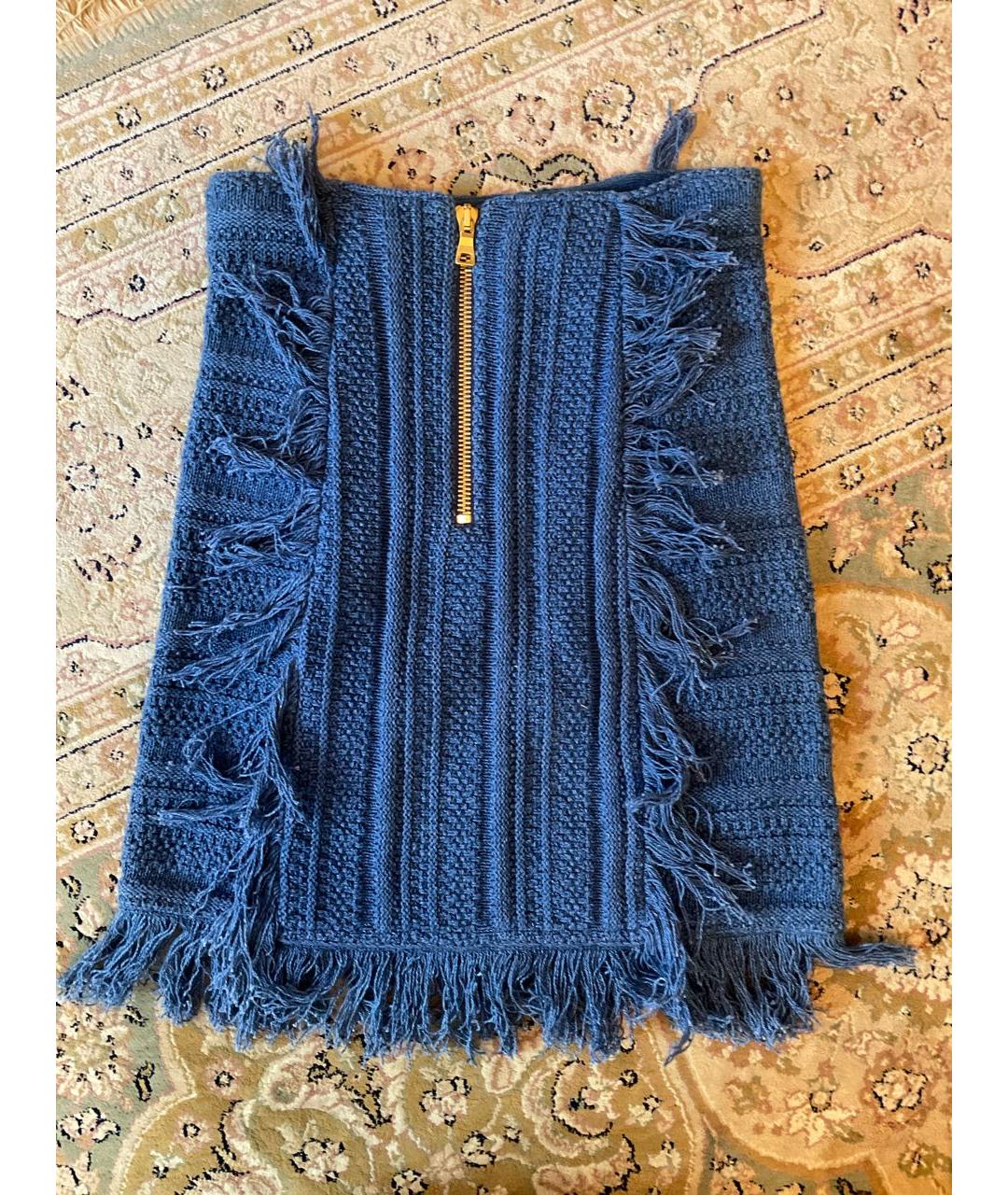 BALMAIN Синяя юбка мини, фото 2