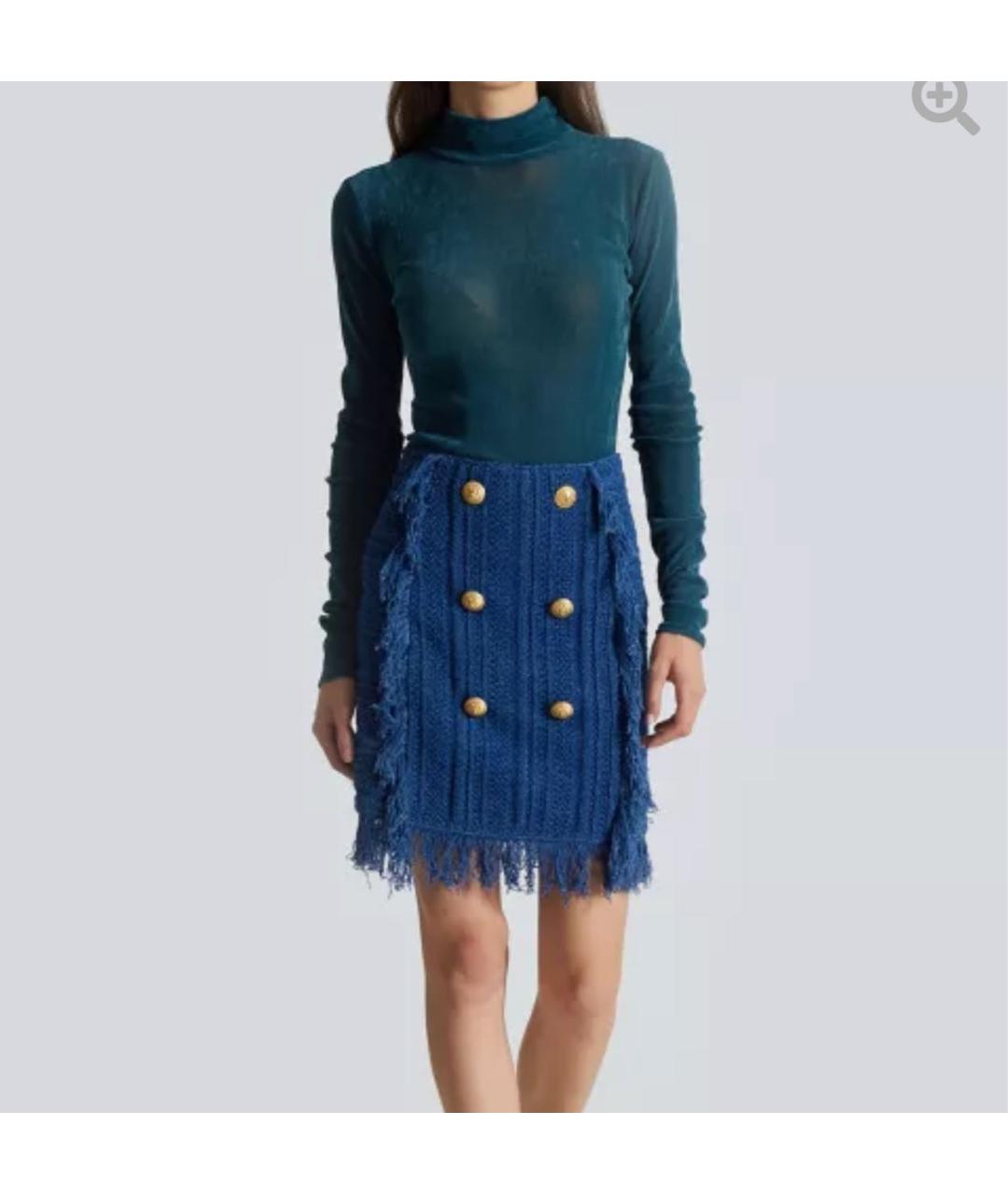 BALMAIN Синяя юбка мини, фото 6