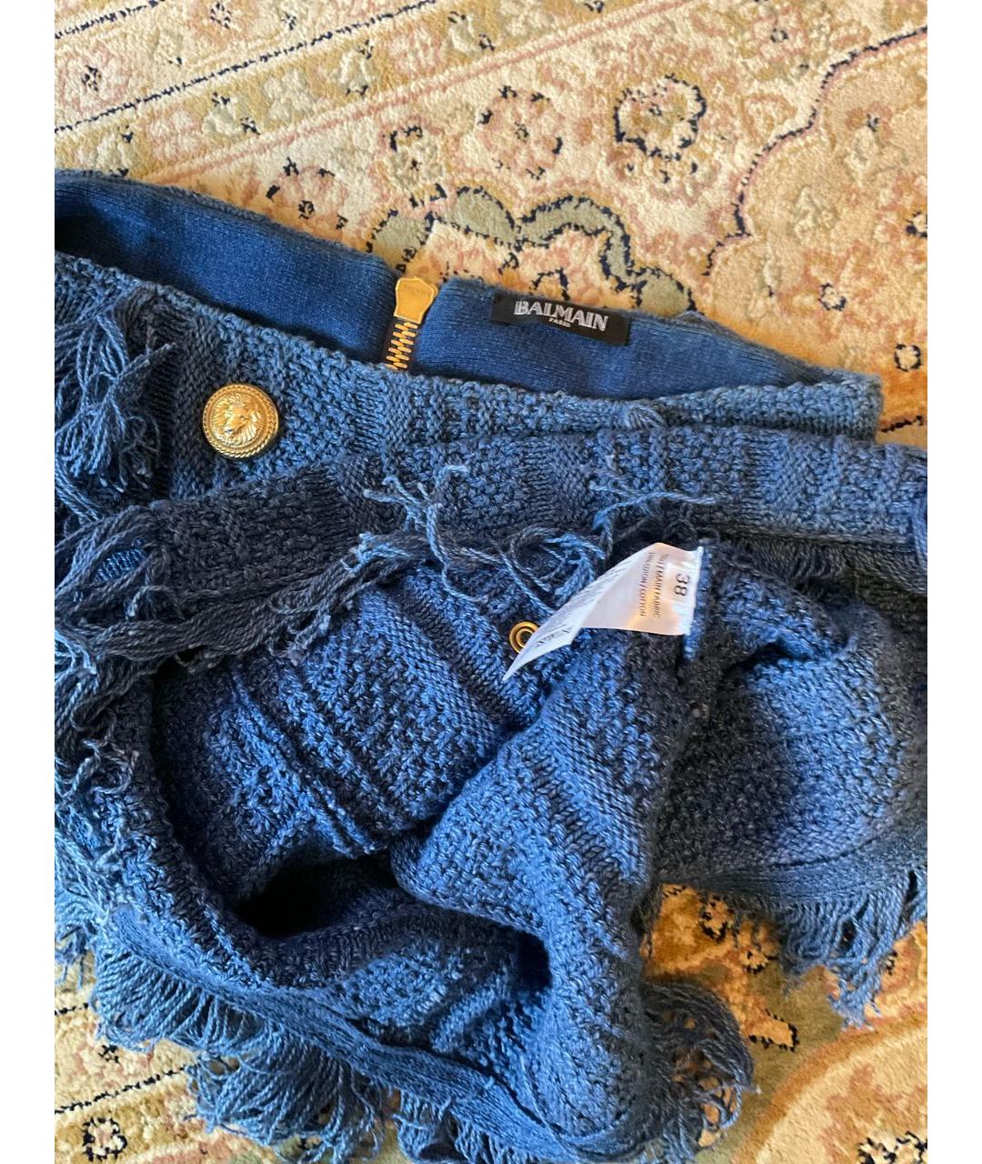 BALMAIN Синяя юбка мини, фото 3