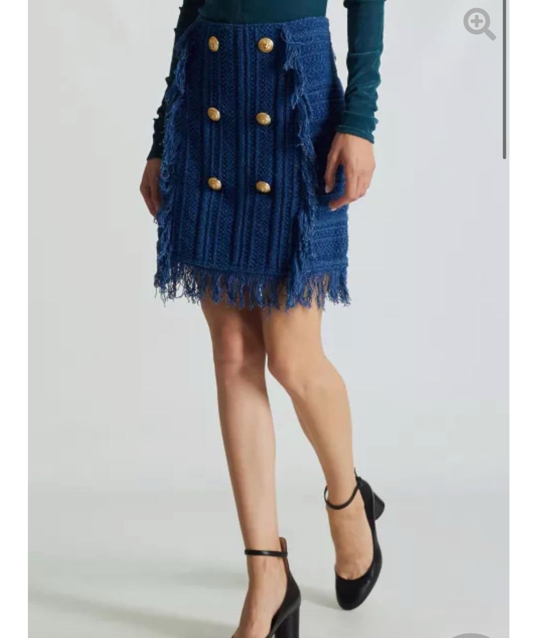 BALMAIN Синяя юбка мини, фото 8