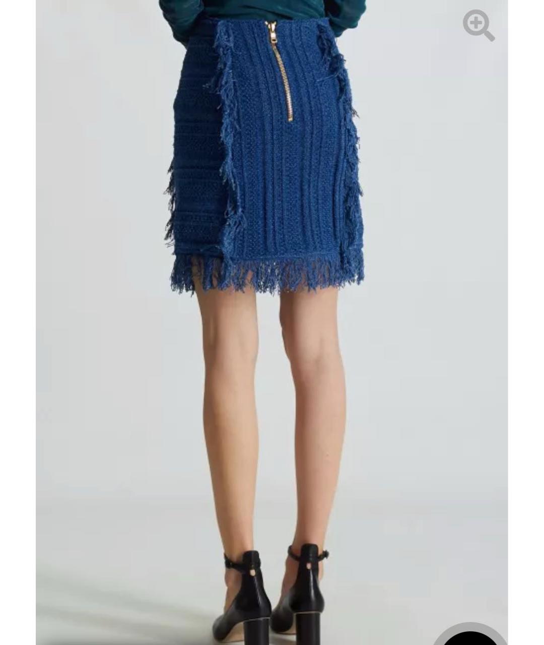 BALMAIN Синяя юбка мини, фото 7