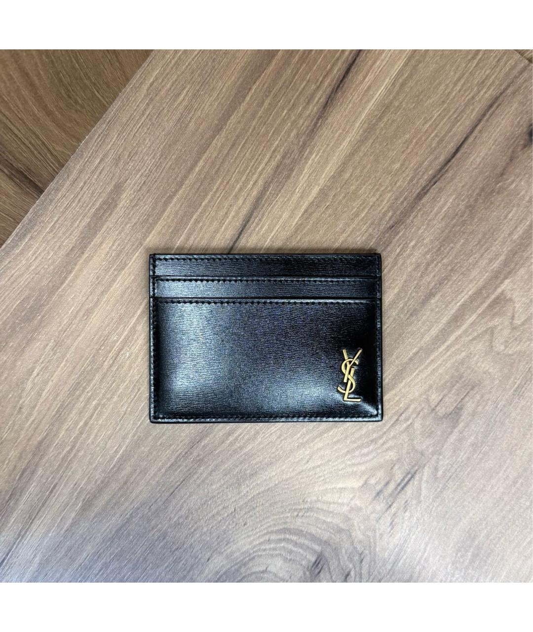 SAINT LAURENT Черный кожаный кардхолдер, фото 4