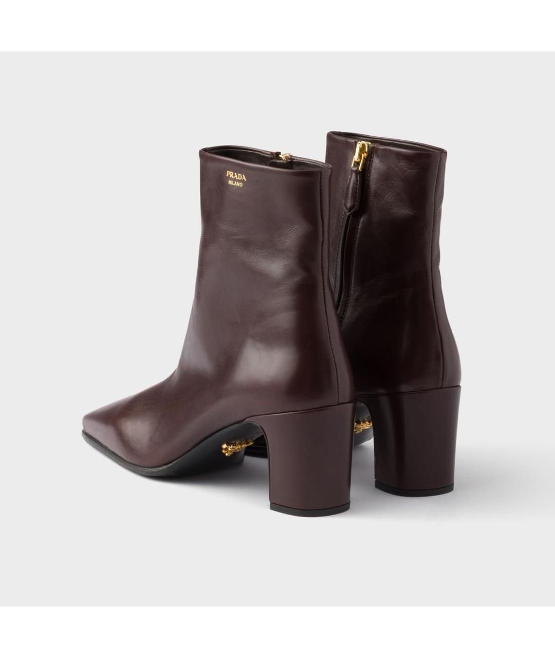 PRADA Коричневые кожаные ботильоны, фото 4