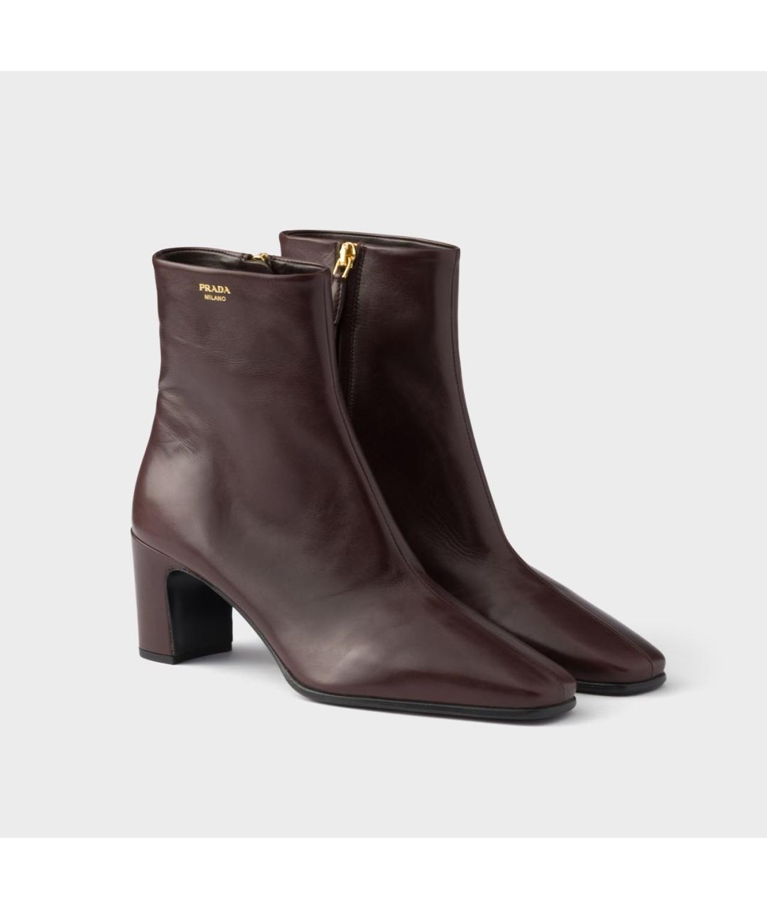 PRADA Коричневые кожаные ботильоны, фото 2