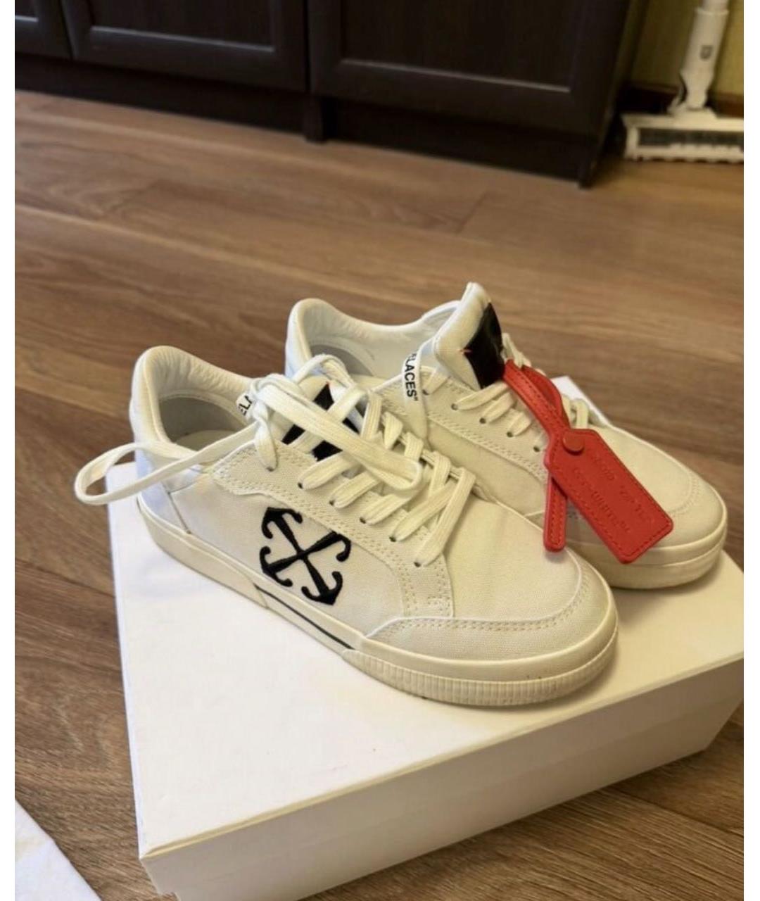 OFF-WHITE Белые текстильные кеды, фото 5