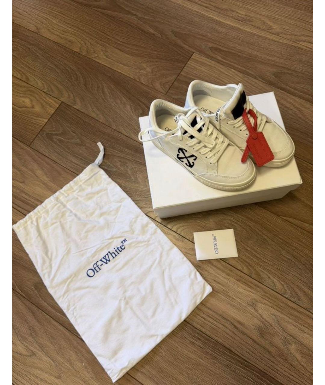 OFF-WHITE Белые текстильные кеды, фото 3