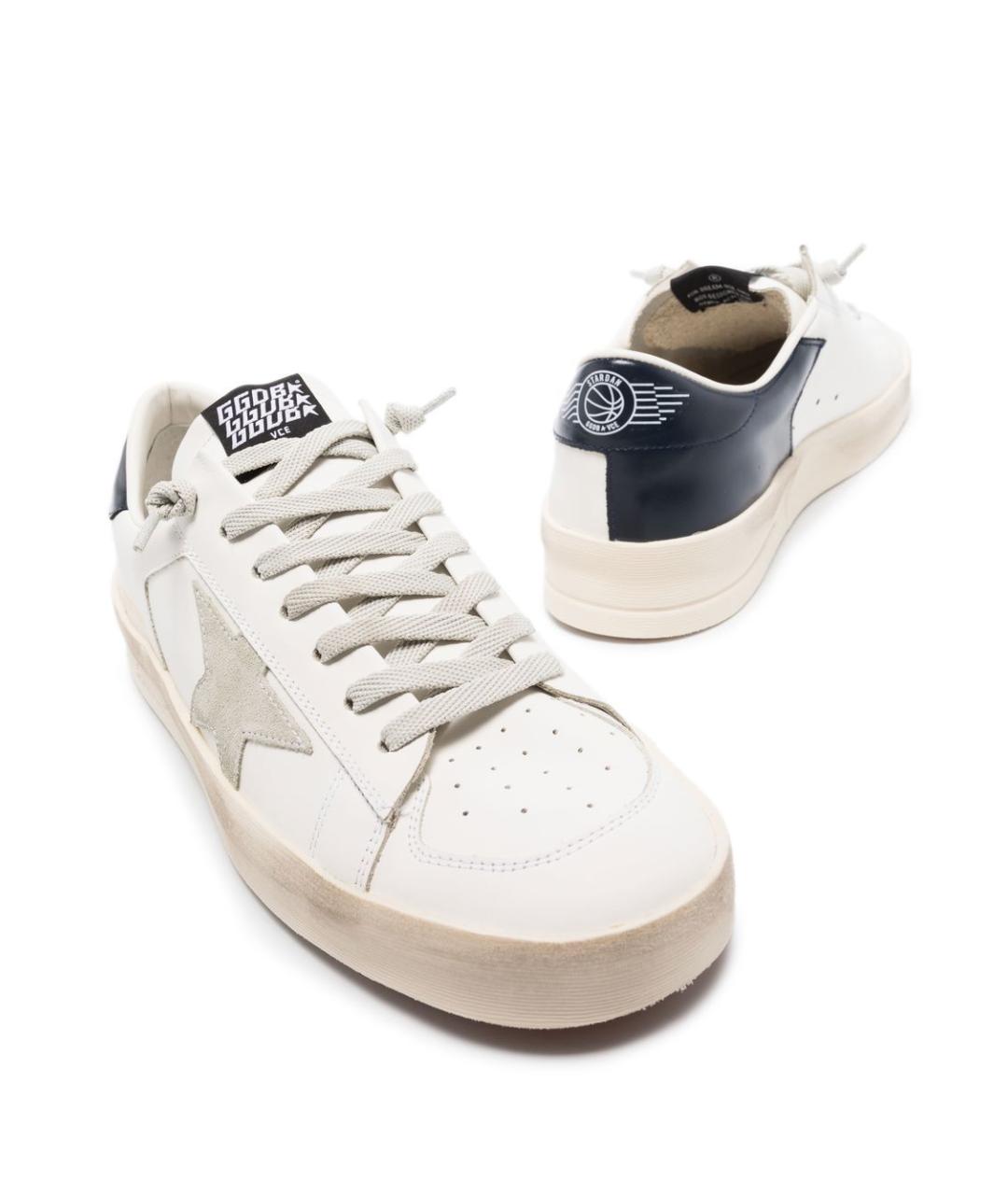 GOLDEN GOOSE Белые кожаные низкие кроссовки / кеды, фото 3