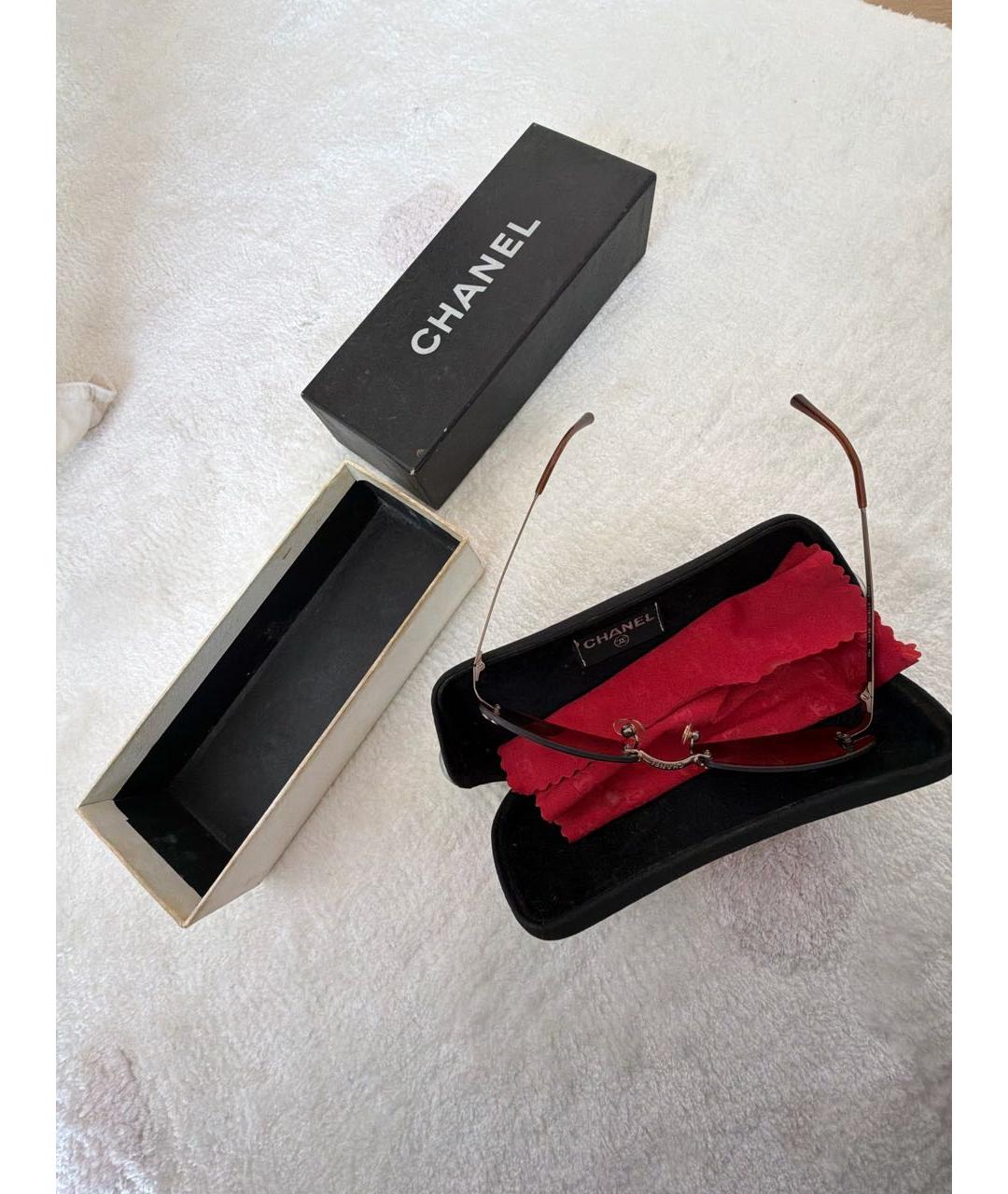 CHANEL Коричневые металлические солнцезащитные очки, фото 4