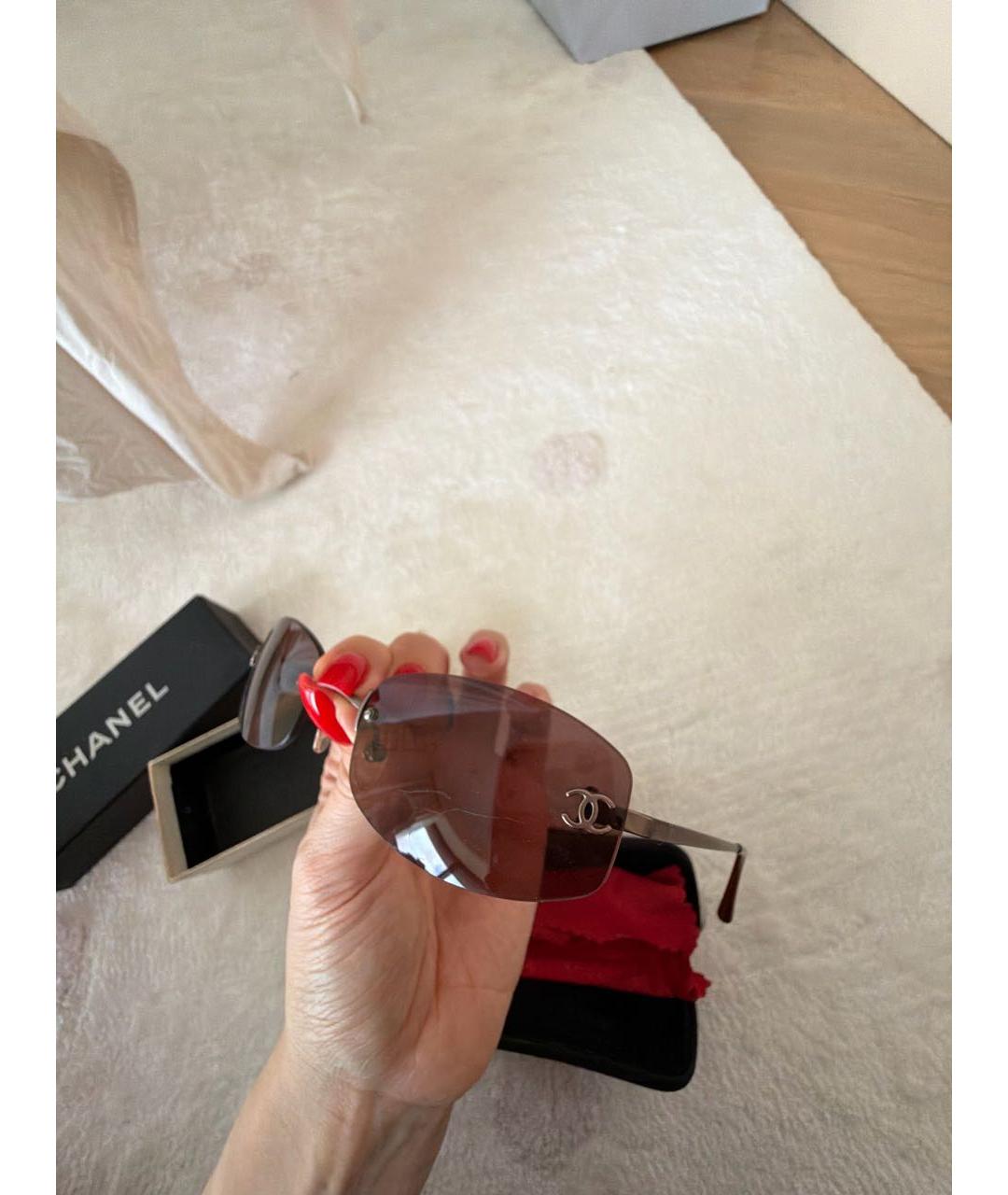 CHANEL Коричневые металлические солнцезащитные очки, фото 3