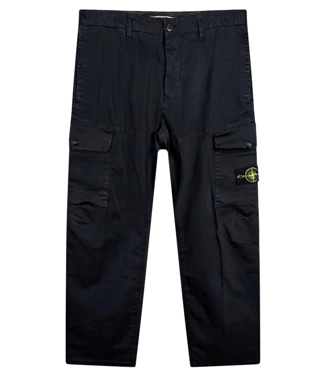 STONE ISLAND Темно-синие хлопко-эластановые повседневные брюки, фото 1
