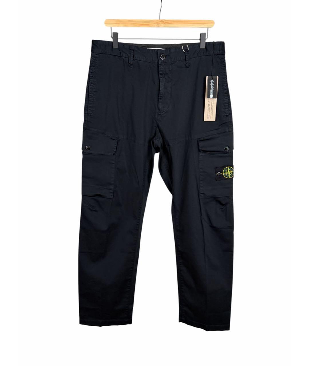 STONE ISLAND Темно-синие хлопко-эластановые повседневные брюки, фото 9