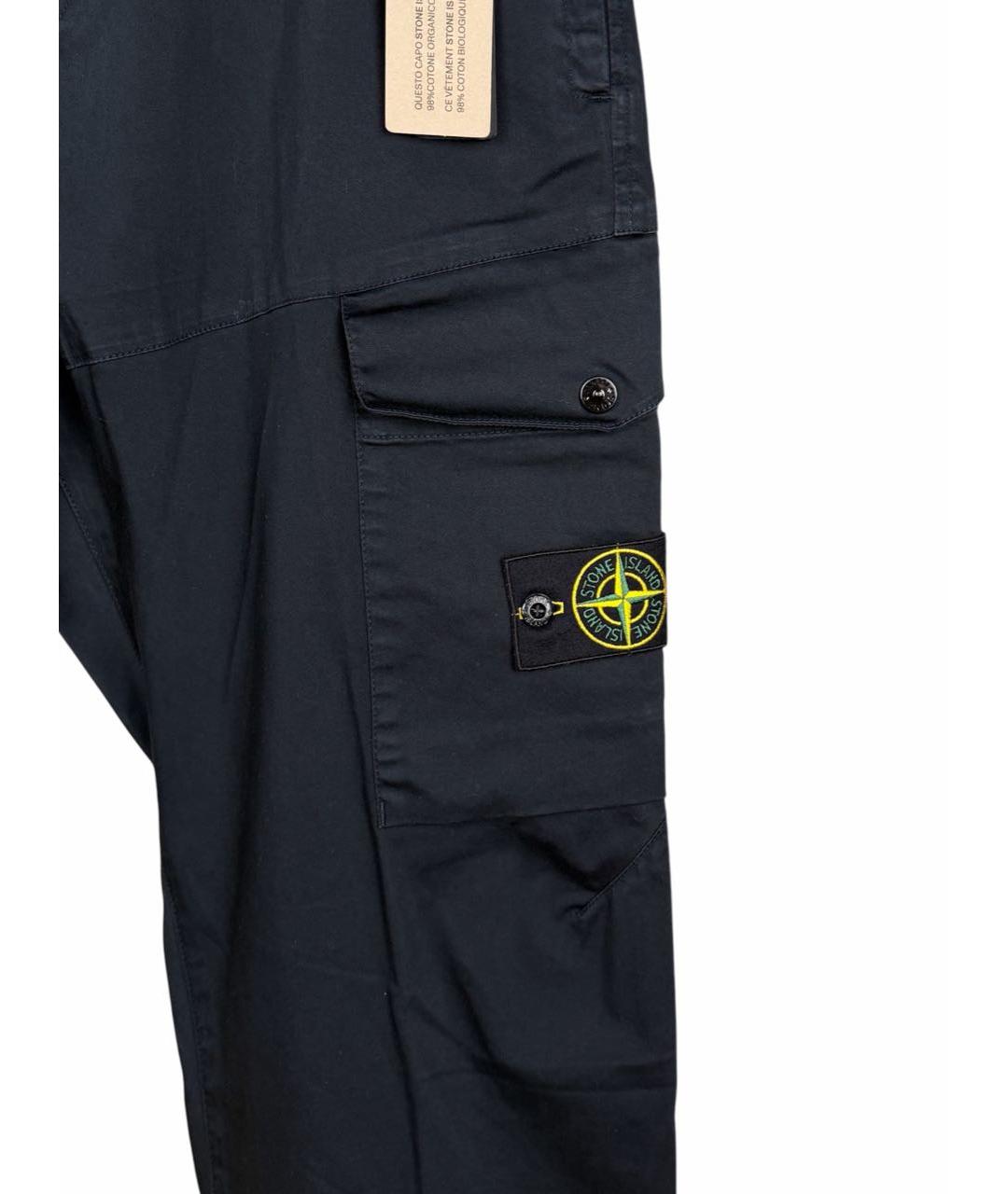 STONE ISLAND Темно-синие хлопко-эластановые повседневные брюки, фото 4