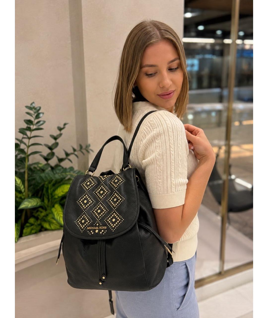 MICHAEL KORS Черный кожаный рюкзак, фото 2