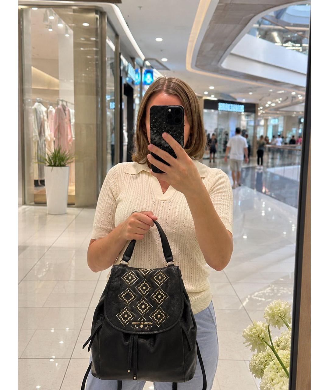 MICHAEL KORS Черный кожаный рюкзак, фото 7