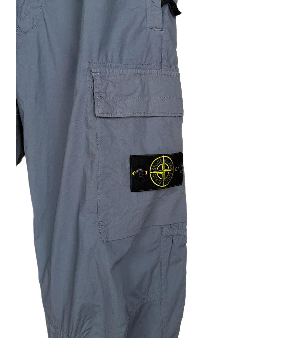 STONE ISLAND Голубые хлопко-эластановые повседневные брюки, фото 3