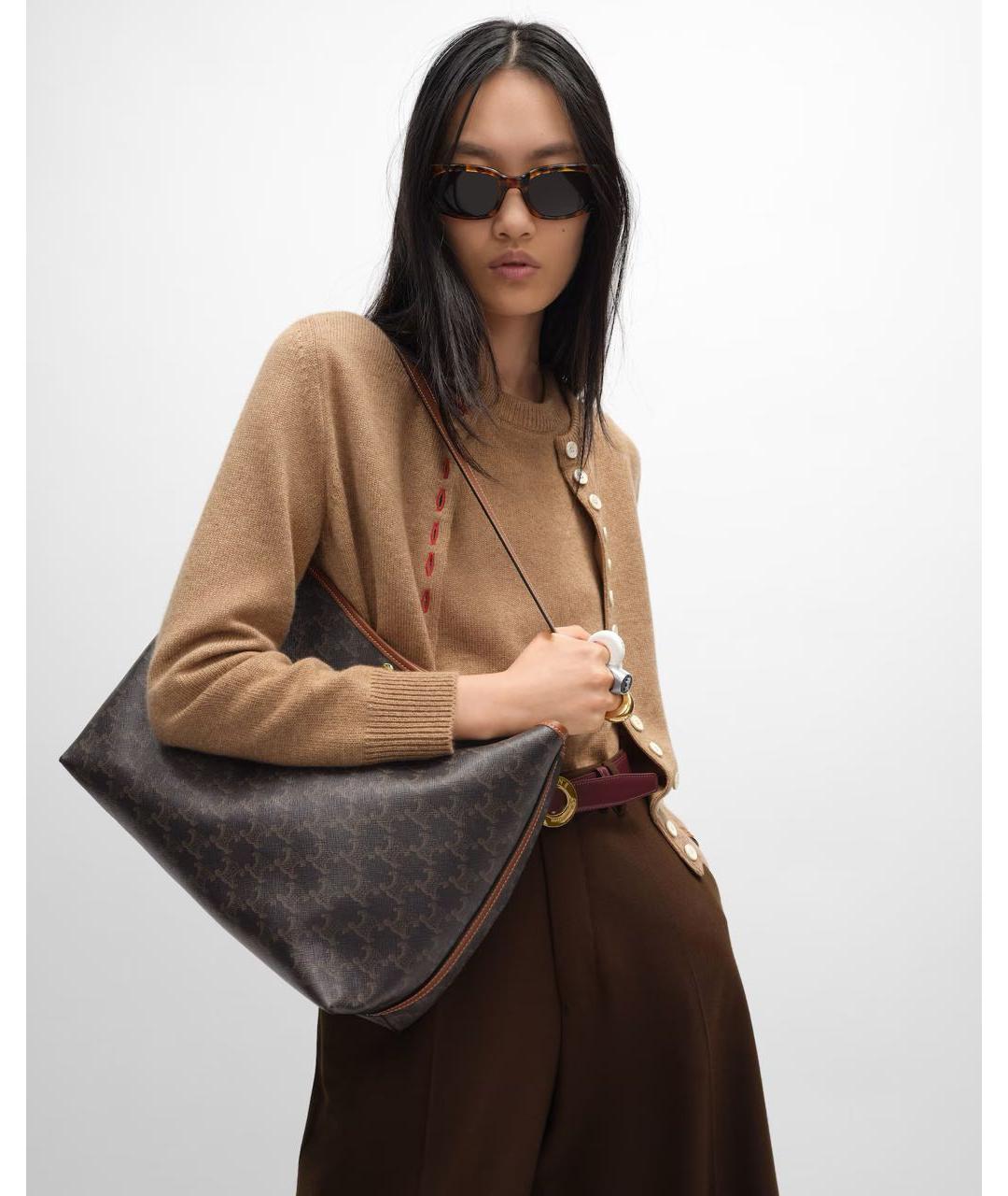 CELINE Коричневая сумка тоут из канвы, фото 2