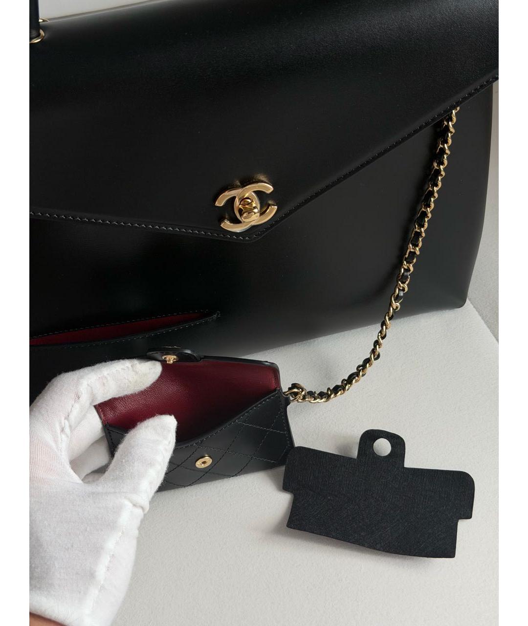 CHANEL Черная кожаная сумка с короткими ручками, фото 3