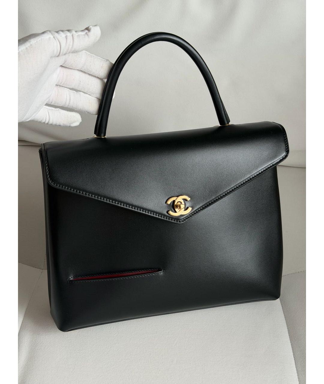 CHANEL Черная кожаная сумка с короткими ручками, фото 6