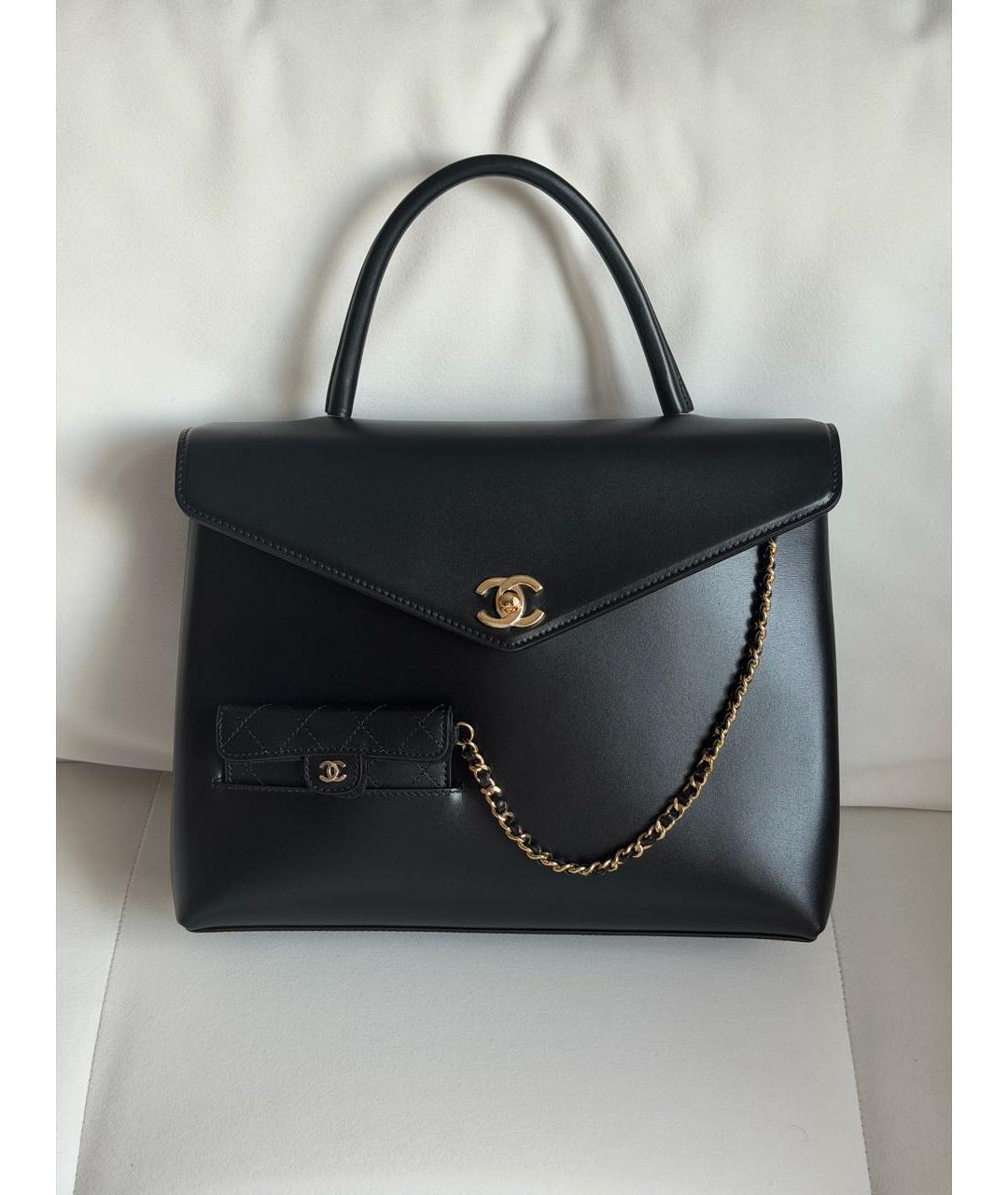 CHANEL Черная кожаная сумка с короткими ручками, фото 7