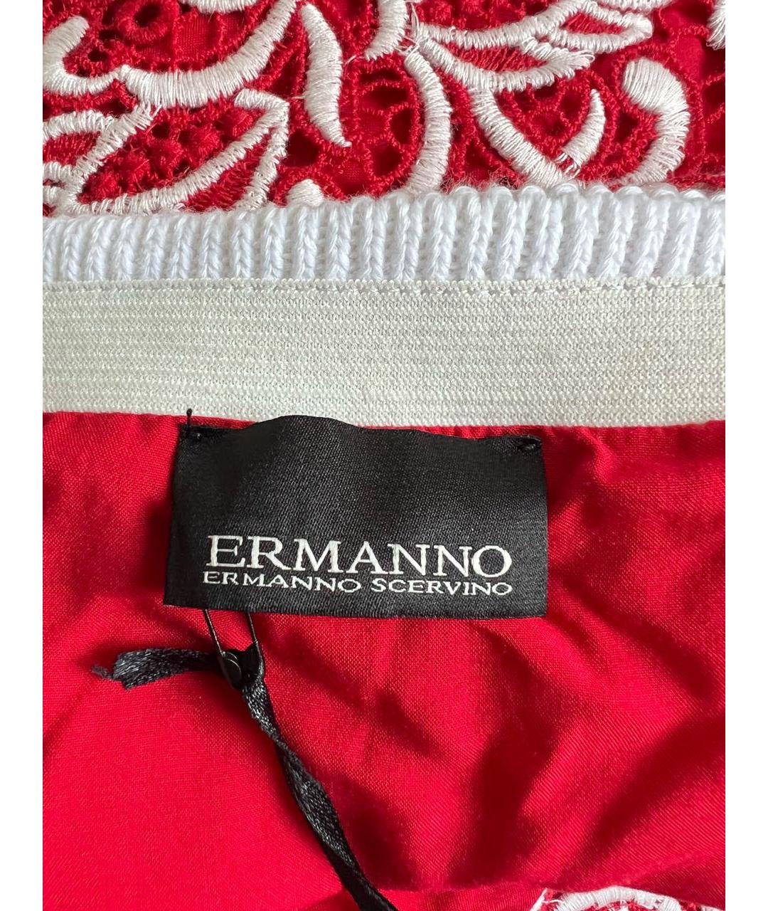 ERMANNO SCERVINO Красная кружевная юбка миди, фото 3