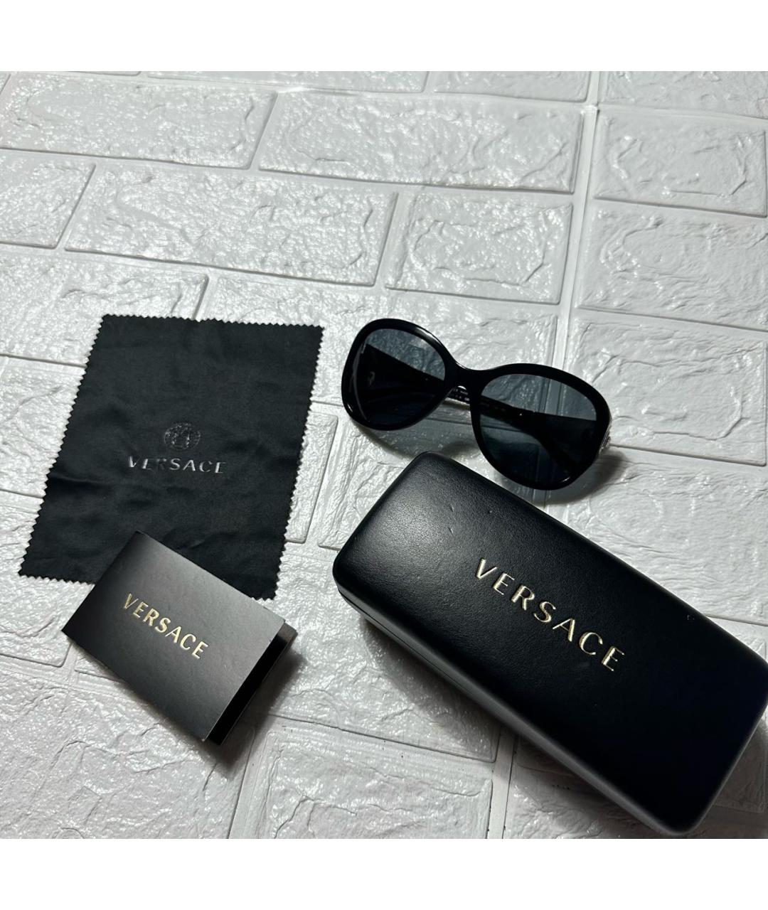 VERSACE Черные пластиковые солнцезащитные очки, фото 4
