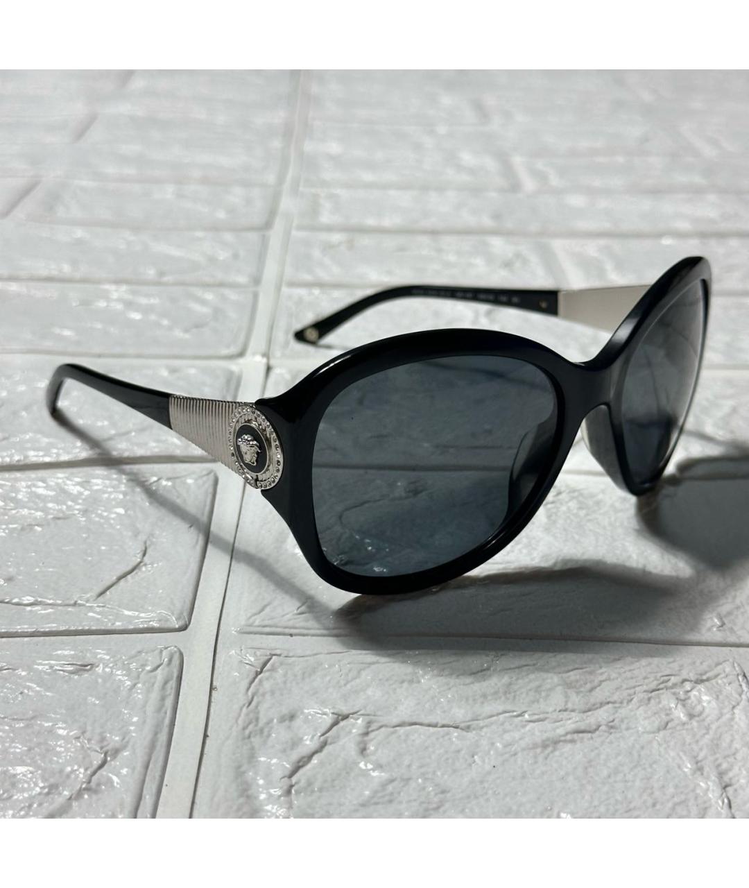 VERSACE Черные пластиковые солнцезащитные очки, фото 9