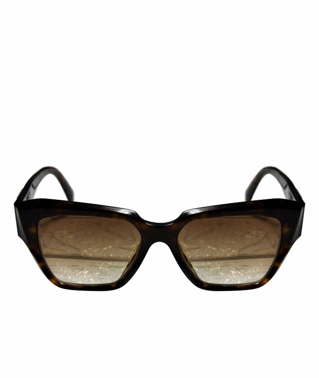 PRADA Коричневые пластиковые солнцезащитные очки, фото 1