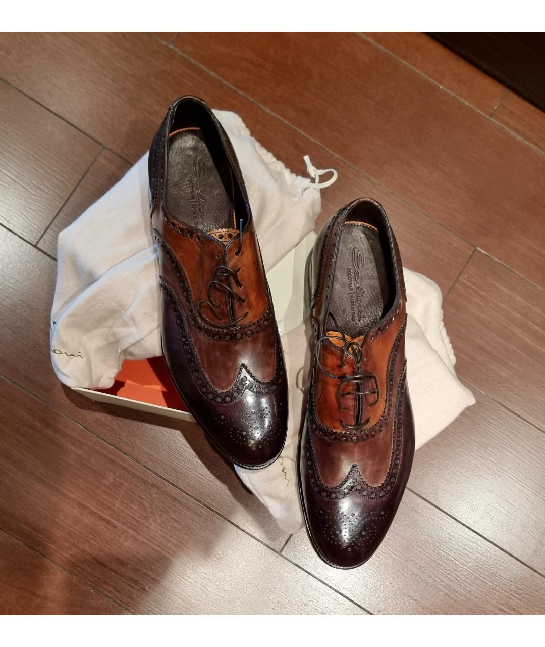 SANTONI Коричневые кожаные туфли, фото 3