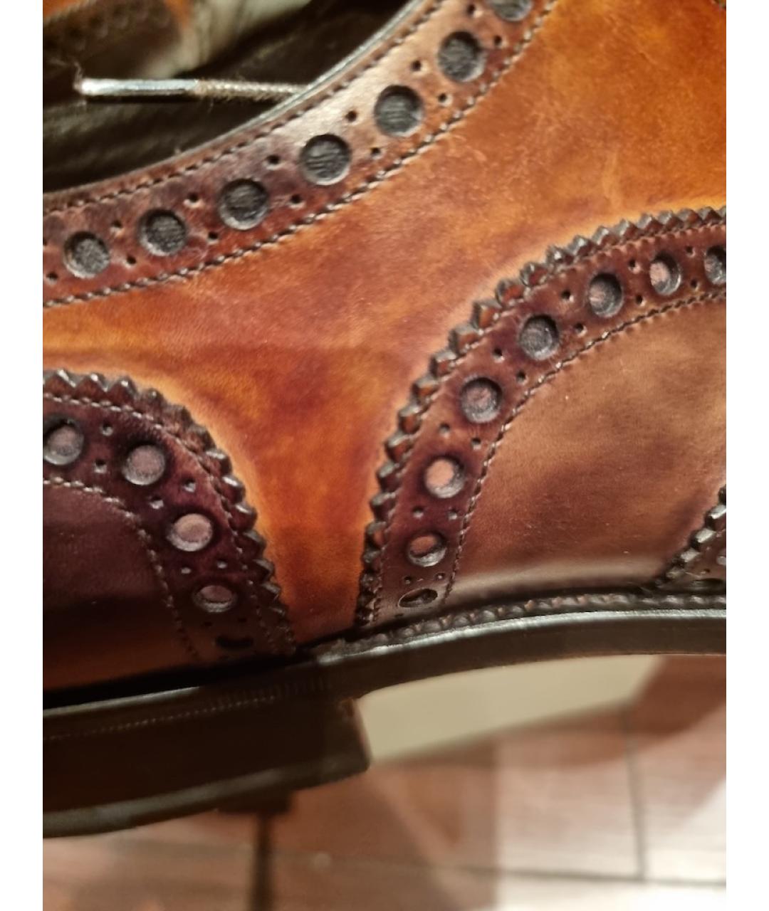SANTONI Коричневые кожаные туфли, фото 6