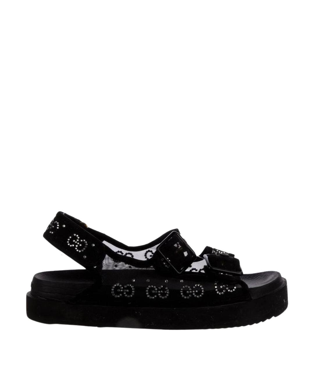 GUCCI Черные текстильные сандалии, фото 1