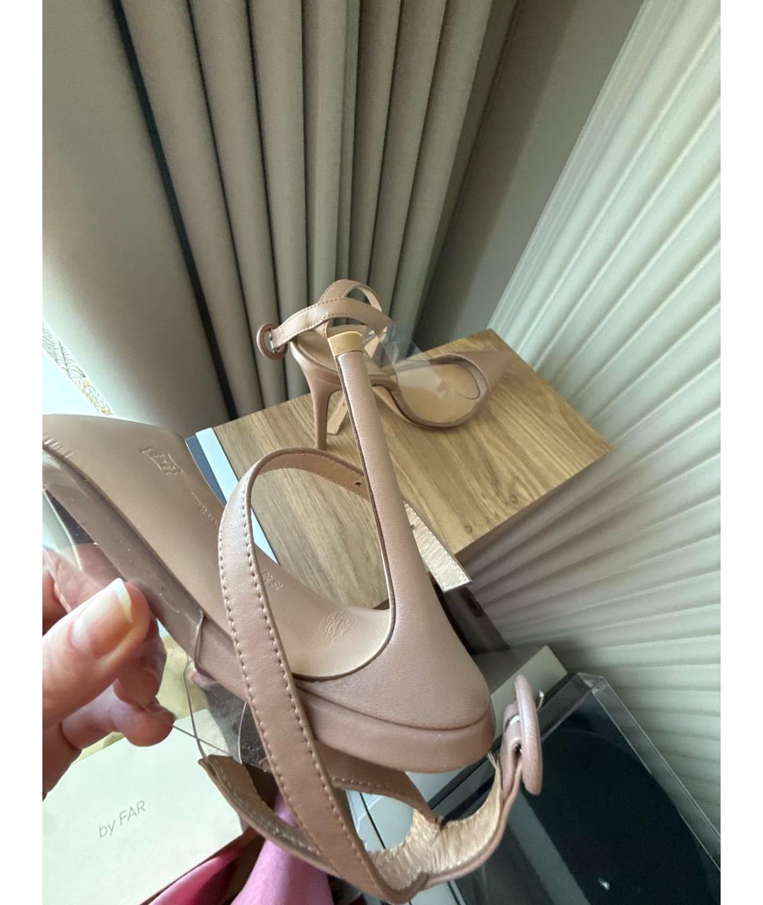 GIANVITO ROSSI Бежевые кожаные босоножки, фото 5