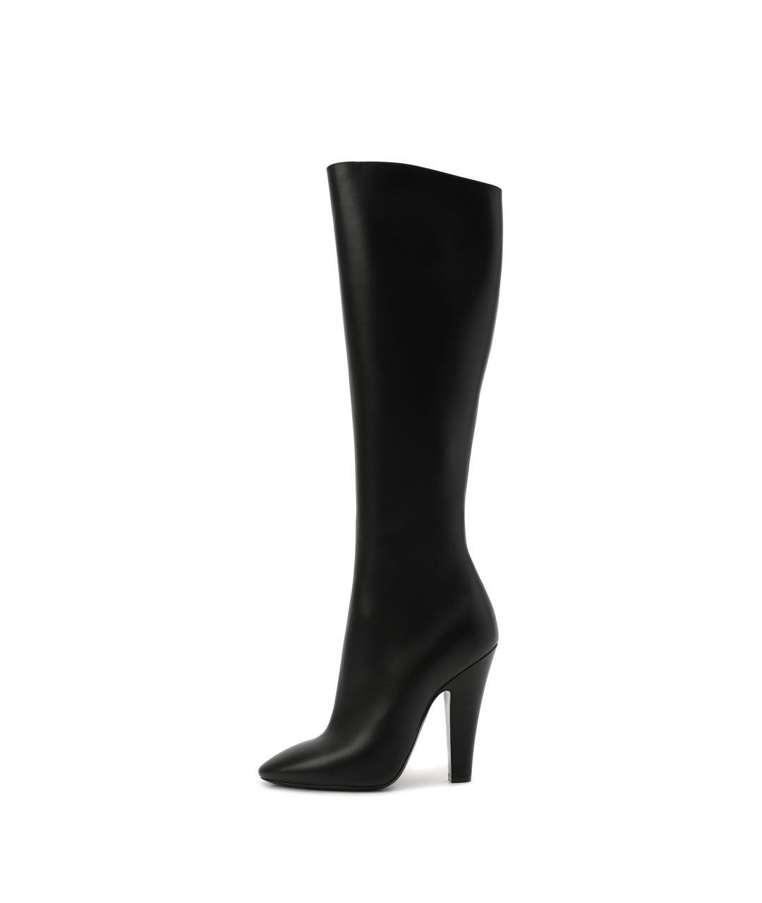 SAINT LAURENT Черные кожаные сапоги, фото 2
